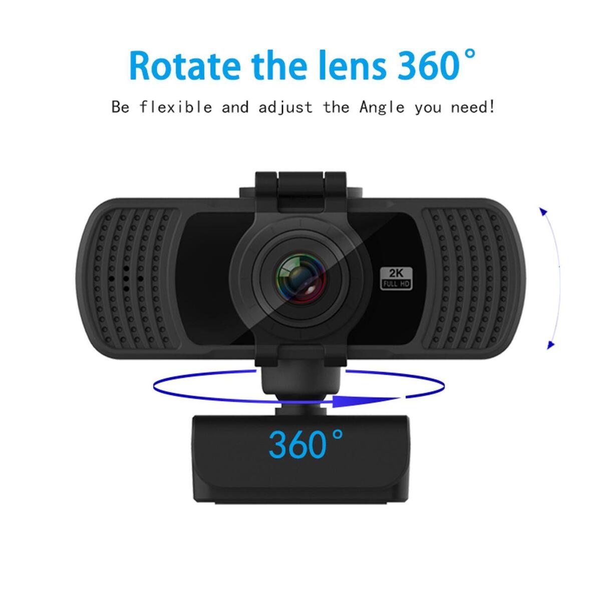 milageto 2K C6 Webcam with Microphone & Privacy Cover,Web Camera USB Streaming
