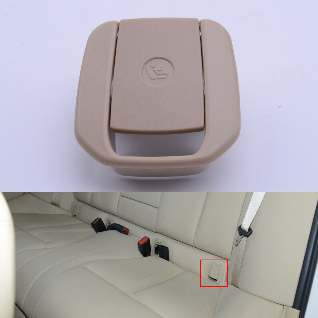 Beige Rear Child Seat Anchor ISOFix Cover Fit For BMW 3 Series F30 F31 F20 F21