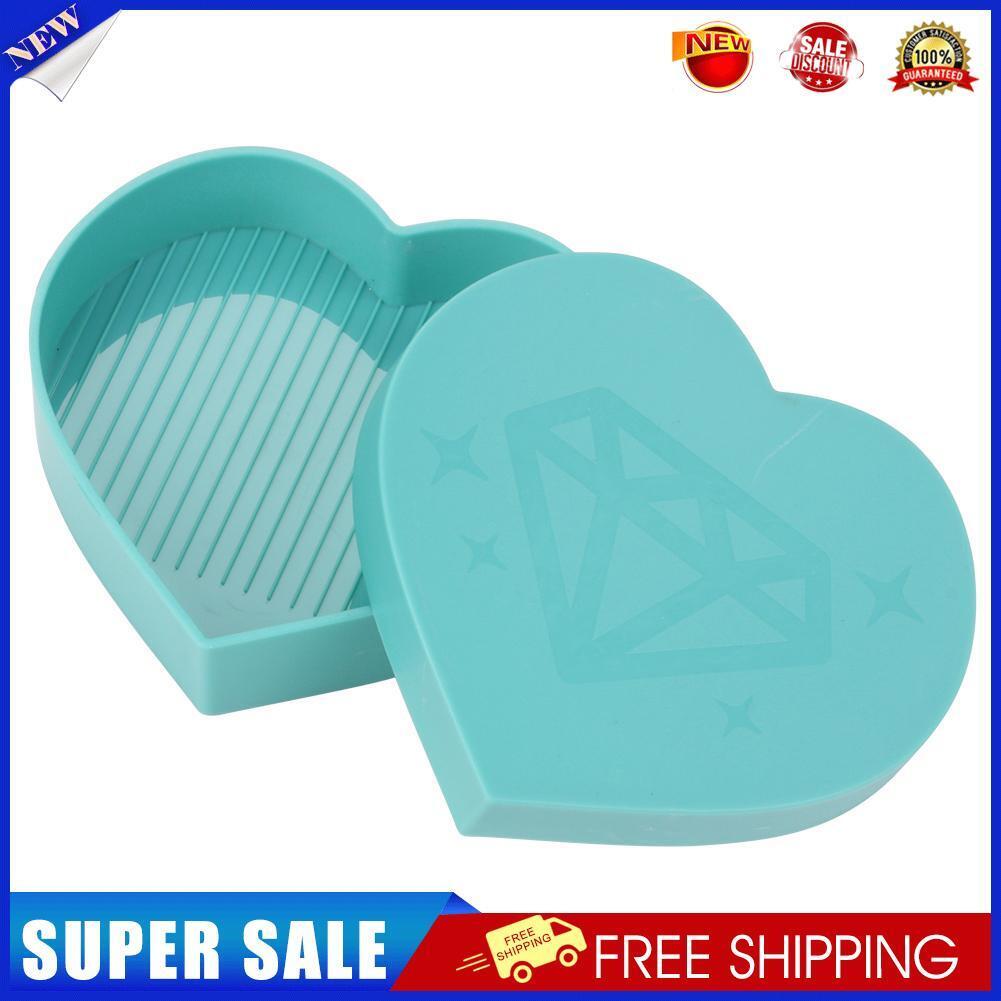 5D DIY Diamond Painting Tray Plastic Heart Shape Drill Plate (Sky Blue)