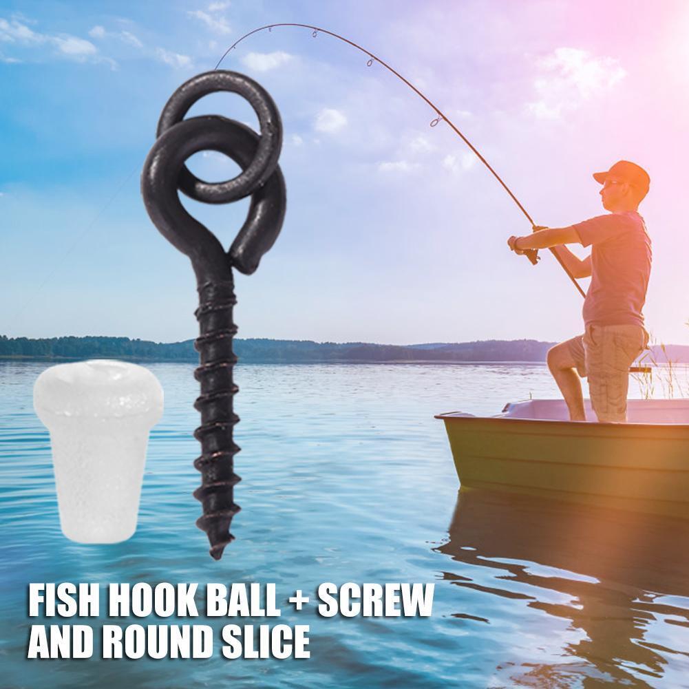 10pcs Fishing Boilie Bait Screws with Rings+20 Stops Fishing Tackle (White)