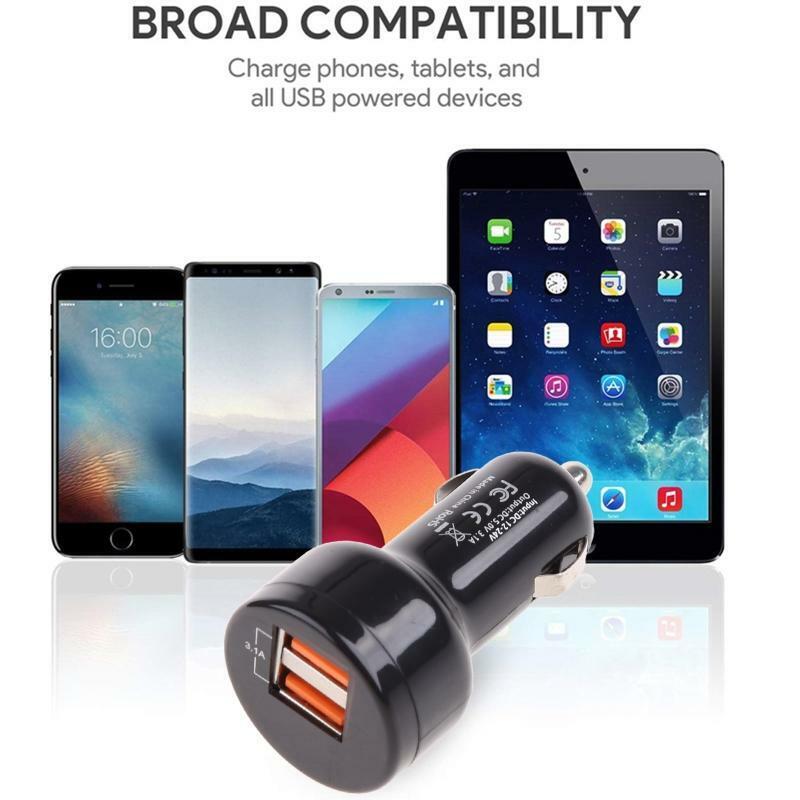 USB 3.1A Socket Dual Port 12-24V Car Charger for Tablet PC/Navigator/PDA/PSP/MP3