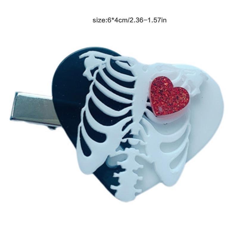 Novelty Hair Barrettes Children Gothic Skeleton Heart Shape Hair Accessories