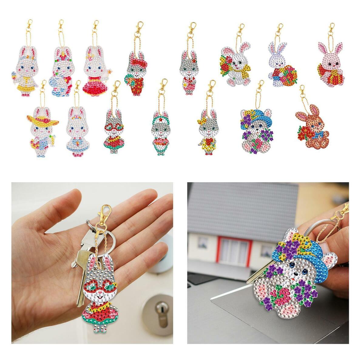 15x  Keychains  Bunny Rhinestone Pendants Bag Decor