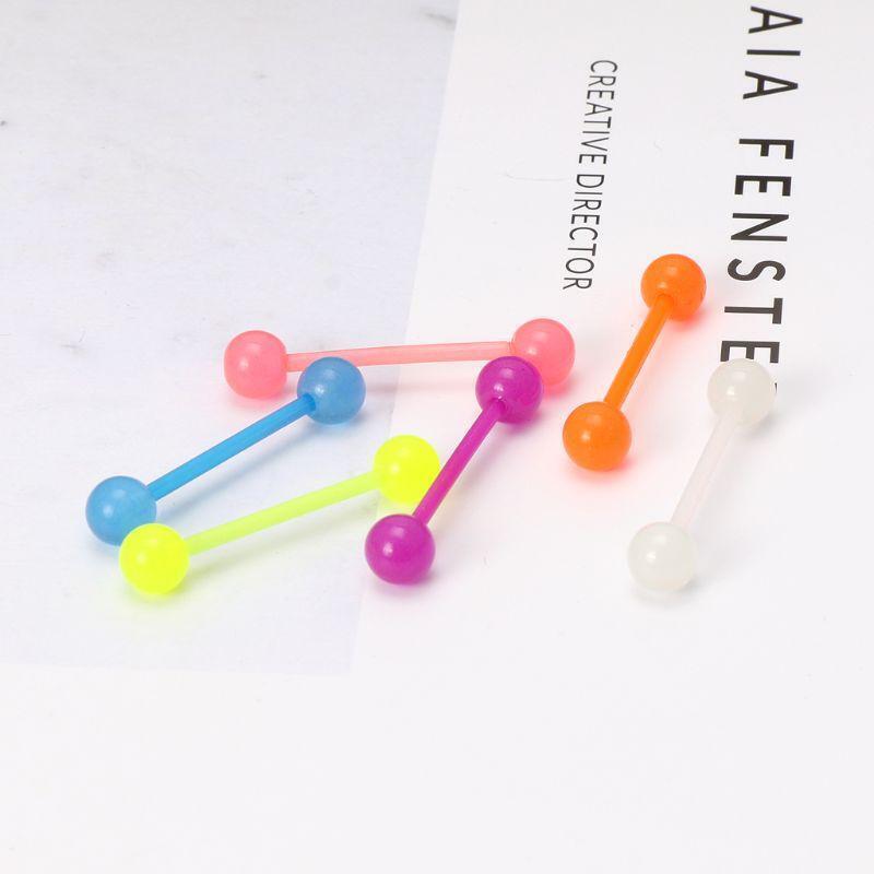 Nice 6 Pieces Luminous Glow Ball Tongue Nose Stud Body Piercing Jewelry Decor