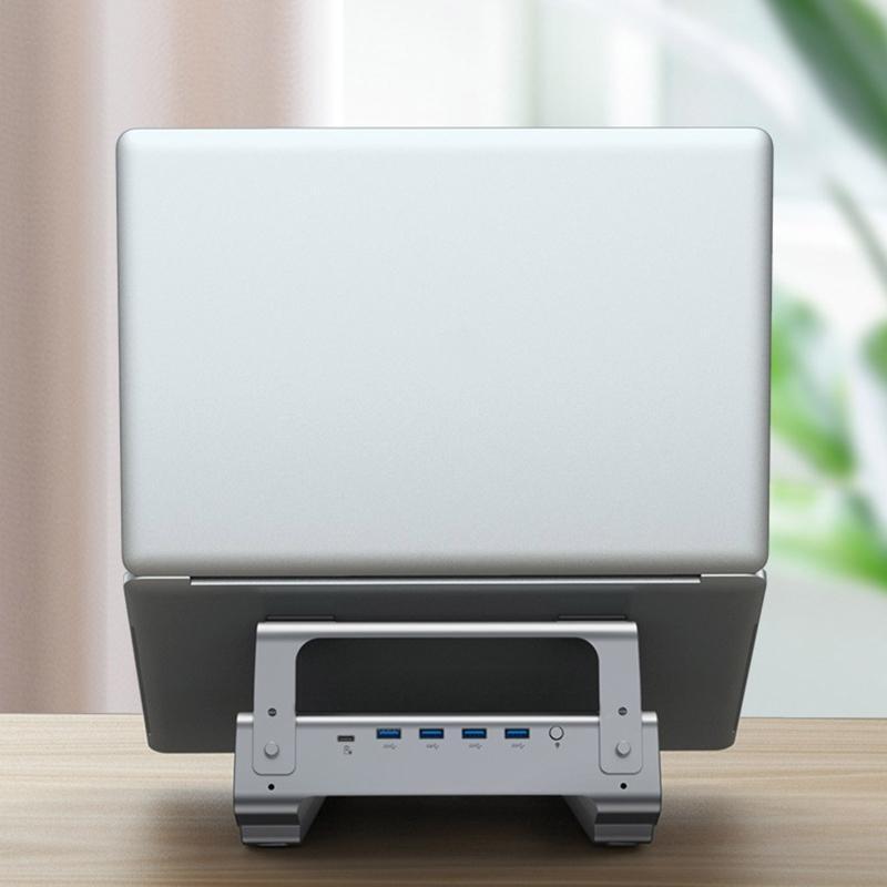 Laptop Stand with USB C Hub, 6 in1 Docking Station USB-C 3.0 100W Power Delivery