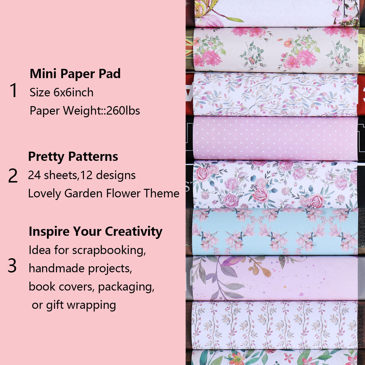 Paper Lovely Garden Cardstock Paper Pad Floral Spring Themed Scrapbook Paper