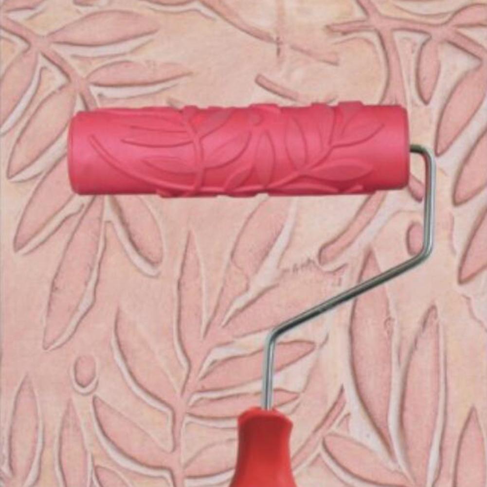 7inch Leaves Pattern Creative Paint Rubber Roller for Home Shop Wall Decor