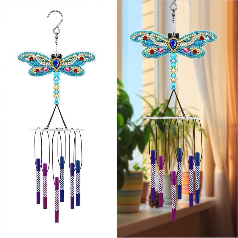 DIY Dragonfly Diamond Painting Wind Chime Pendant Sunatcher Ornament