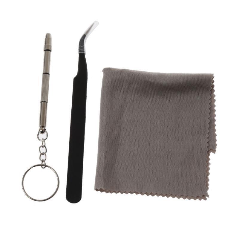 Eyeglass Repair Tool Kit Glasses Precision Screwdriver Screws Curved Tweezer Set