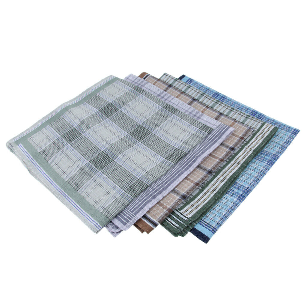 5Pack Men's Plaid Pattern   Classic Pocket Square Hanky