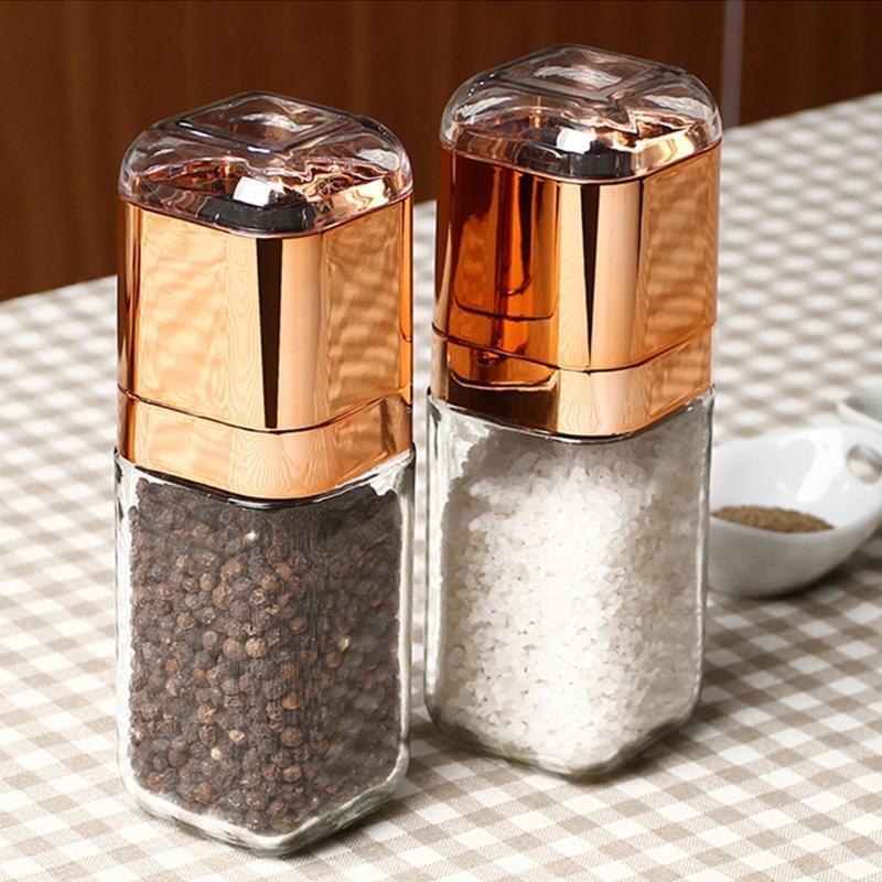 Portable Manual Salt And Pepper Mill Glass Bottle Spice Seasoning Grinder Muller