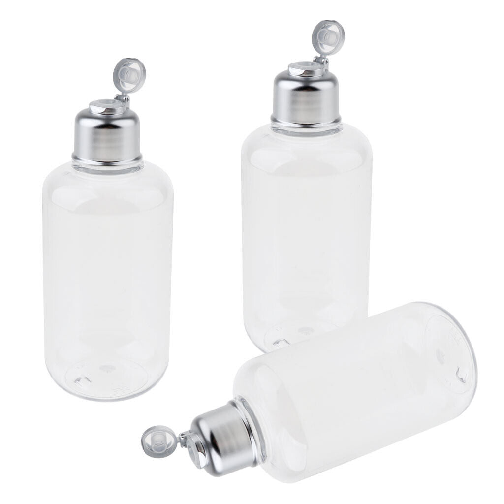 3Pcs Clear Plastic Refillable Bottles Electroplated    Container 300ml