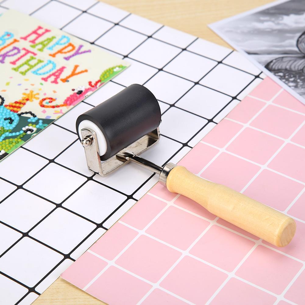 Hard Rubber Roller Wooden Handle Printing Ink Brayer Artists Art Tool (S)