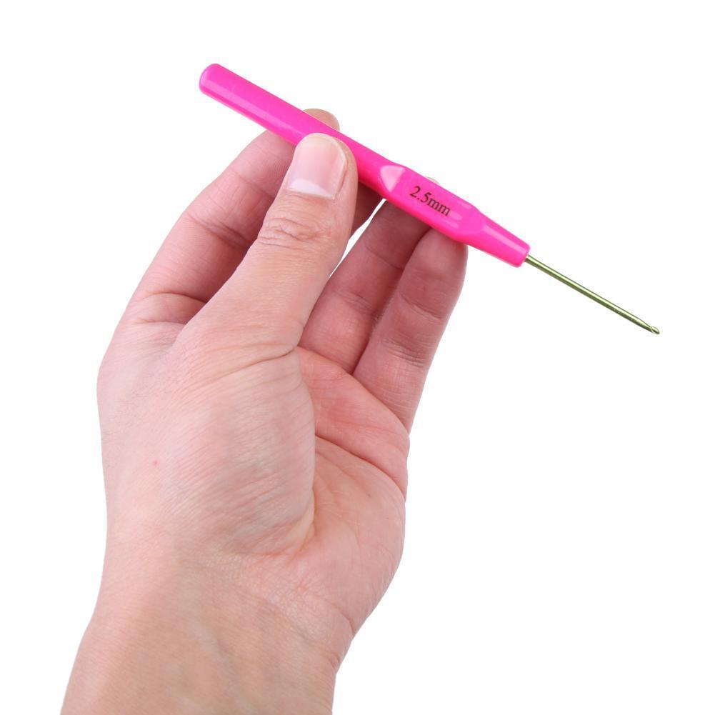 6pcs Aluminum Plastic Handle Knitting Needle Set Crochet Hook Weave Yarn