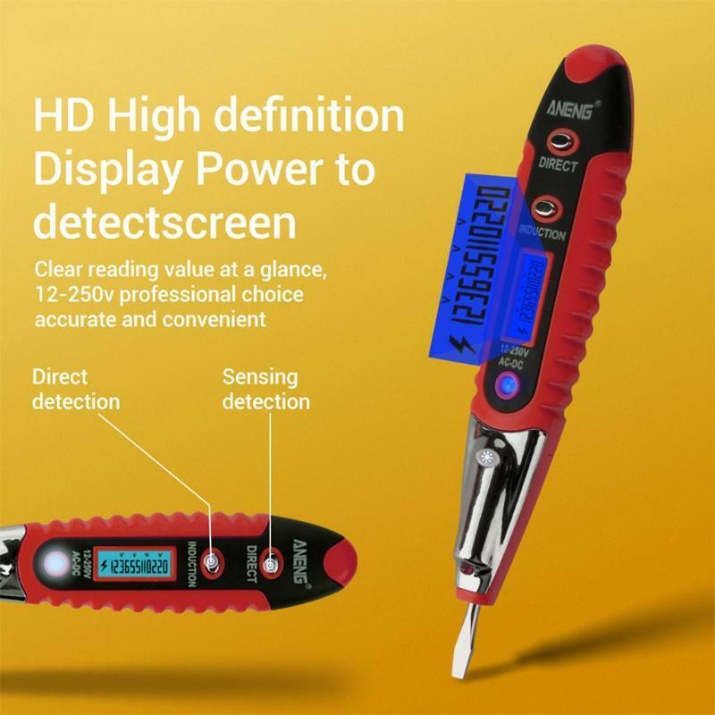AC DC 12-250V Digital Voltage Tester Pencil Electric Pen Voltage Detector Meter