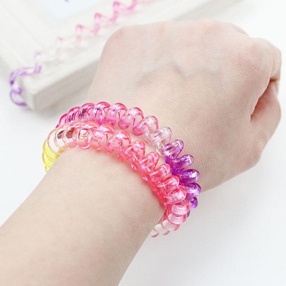 Elastic Fashion Girls Gradient Rubber Telephone Wire Hairbands Ponytail Holders