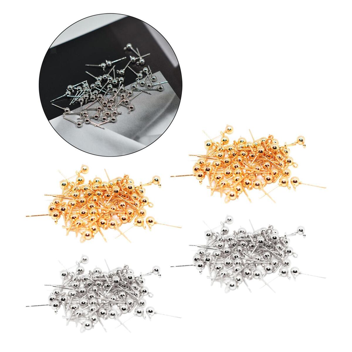 200x Ear Pin Studs with Loop Earring Post Findings DIY Crafts Accessories