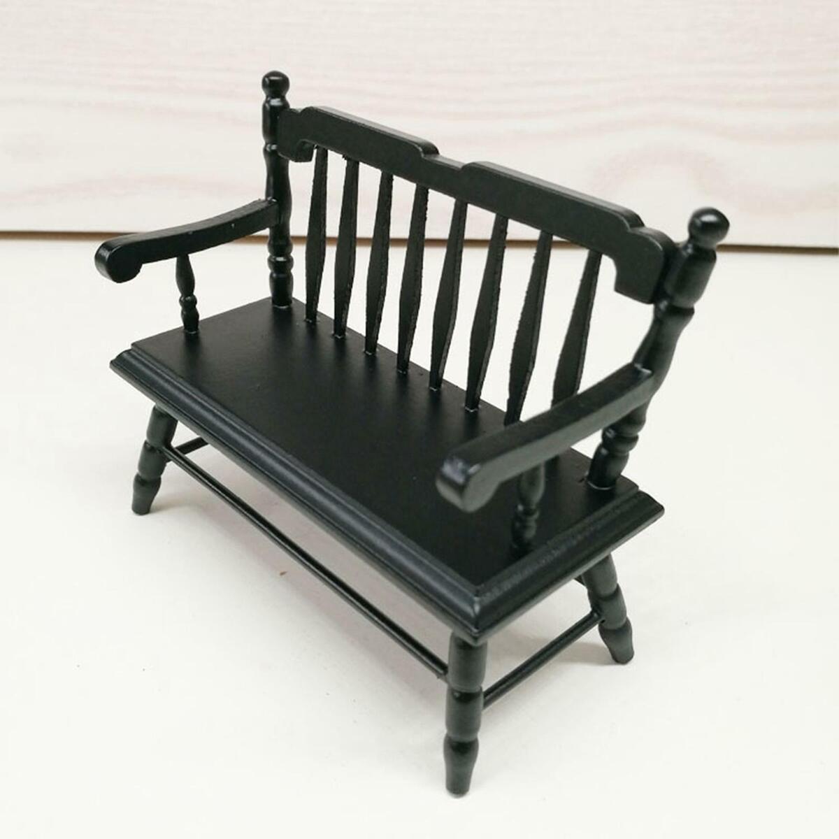 Wooden 1:12 Outdoor Garden Bench    Bed Scenery Supplies