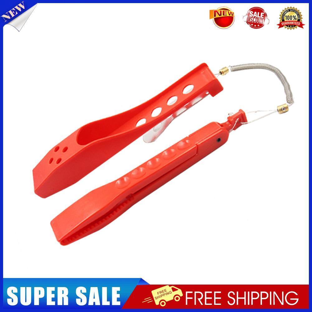 Fishing Tongs Gripper Portable Fishing Clip Grabber with Lanyard (Red)