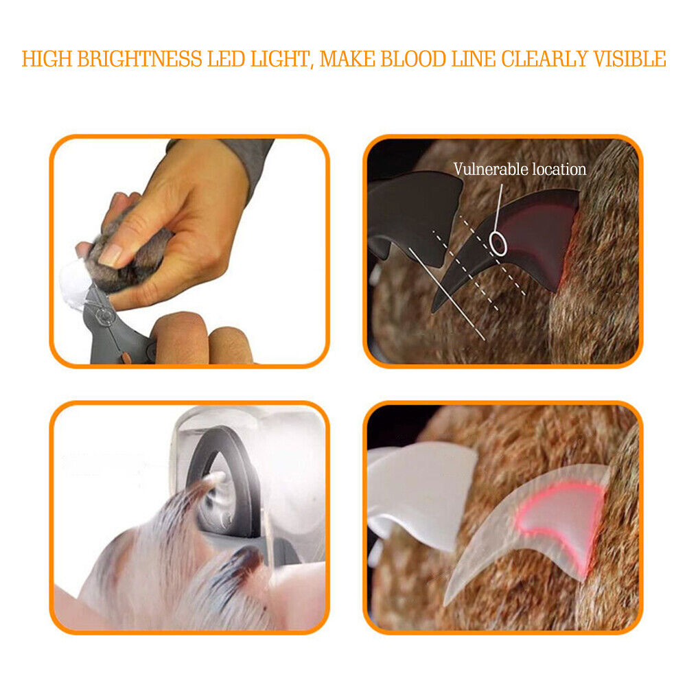 Pet Nail Clipper Dog Cat Nail Toe Claw Scissor Nail Trimmer with LED Light