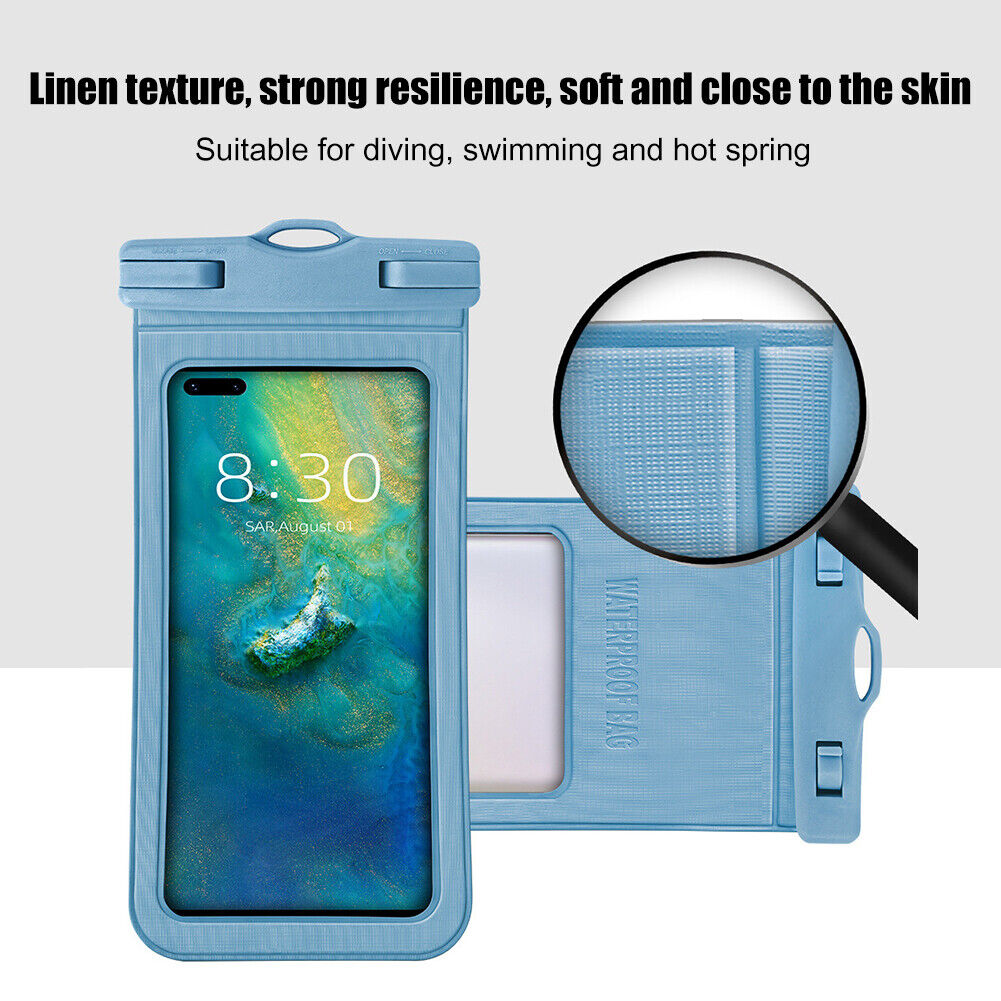 Waterproof Case Swimming Underwater Mobile Phone Pouch Bag (Grey Blue)