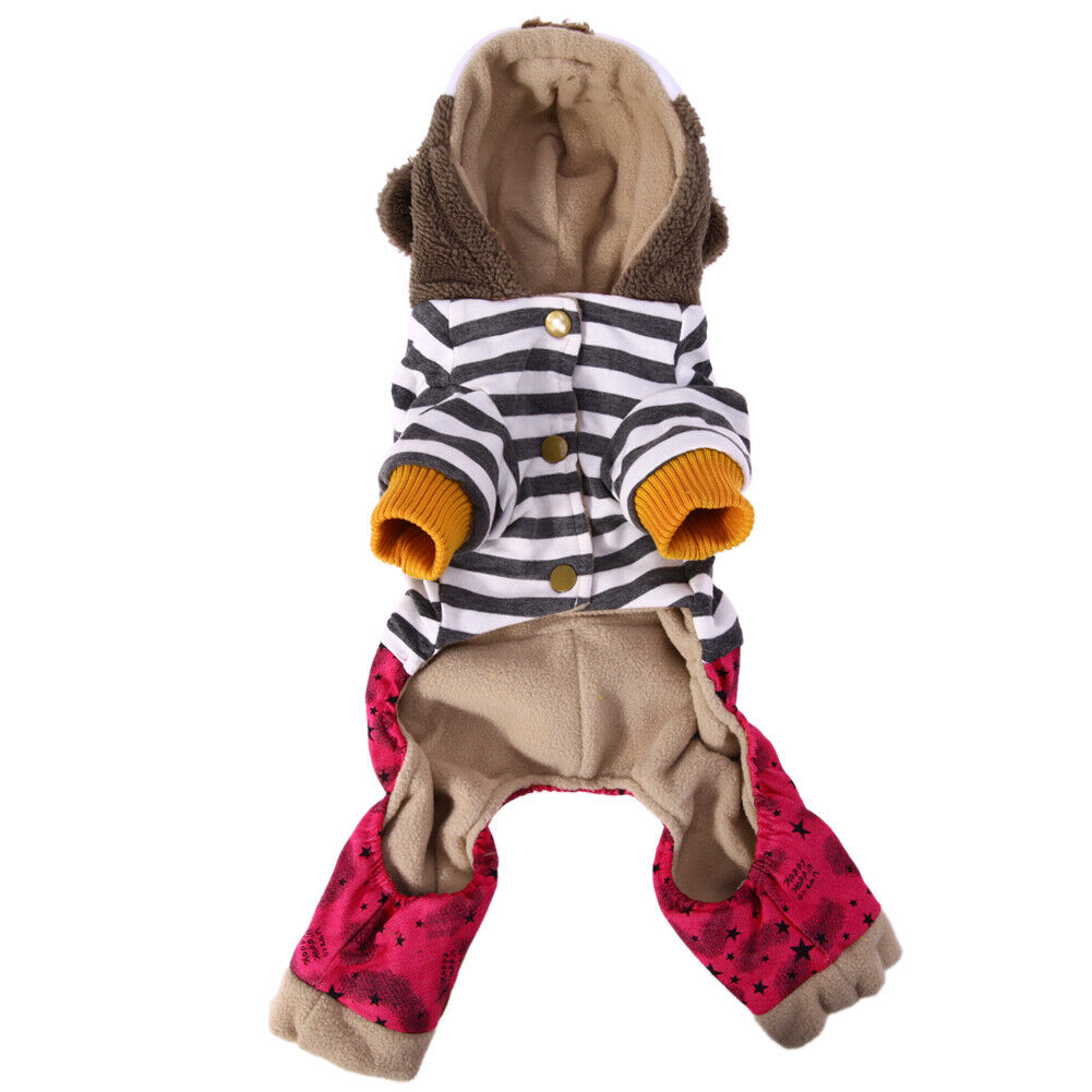 Winter Warm Dog Cotton Clothes Hoodie Four Leg Pet Coat Rose Red XXL-150903