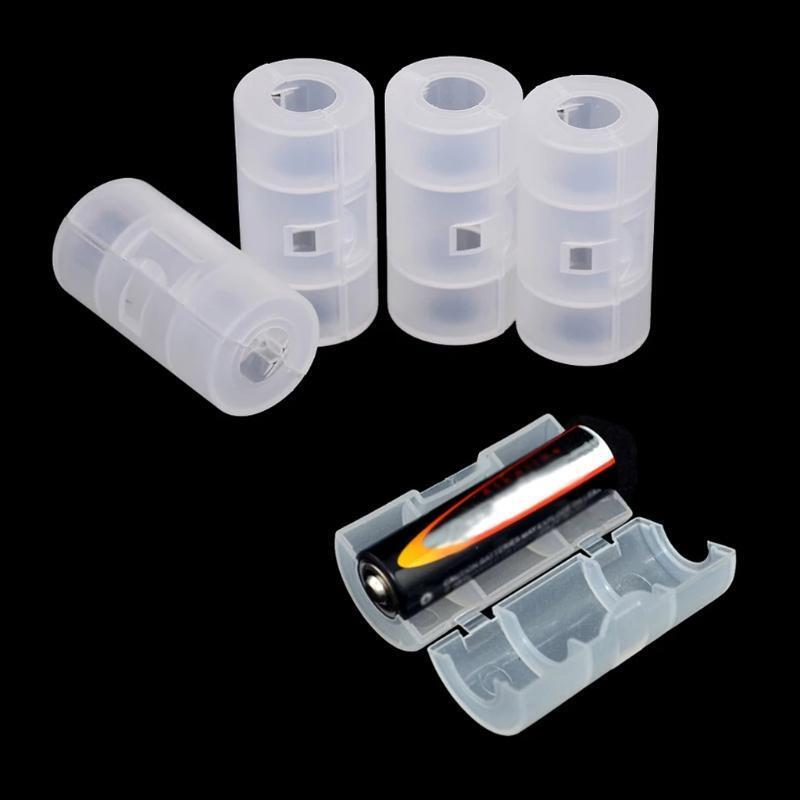 4Pcs Durable Battery Adapter AA Battery To Size C Battery Converter Storage Case