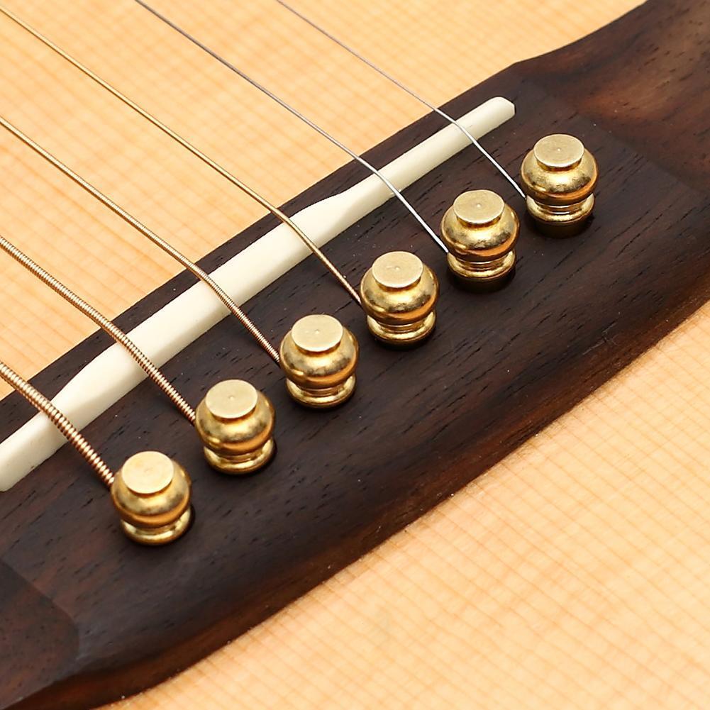 6pcs Guitar Fittings Solid String Pegs Guitar Bridge Pins Pure Copper