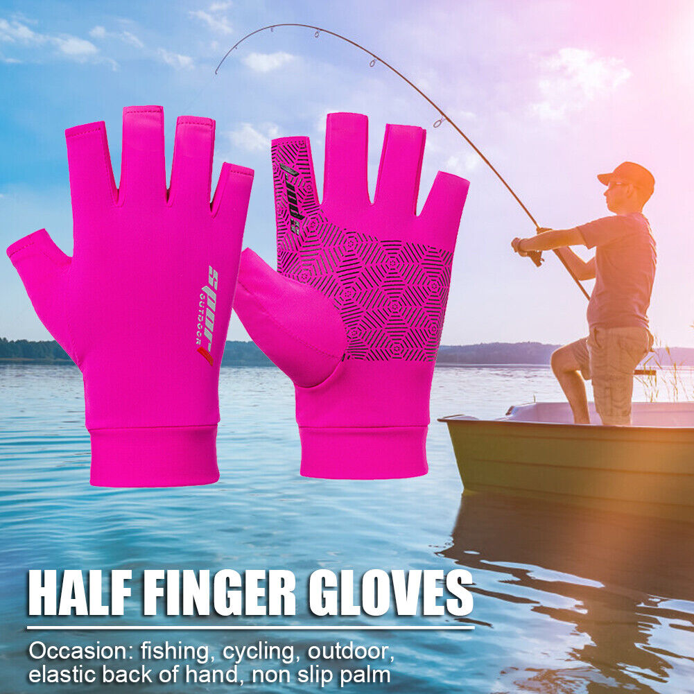 Summer Half Finger Gloves Breathable Anti-Slip Outdoor Sport Mitten (Pink)