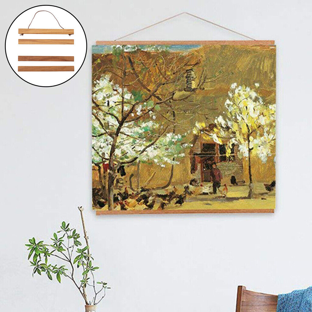 Poster Hanger Magnetic s 8'' Teak Hanging  for Canvas decor for art