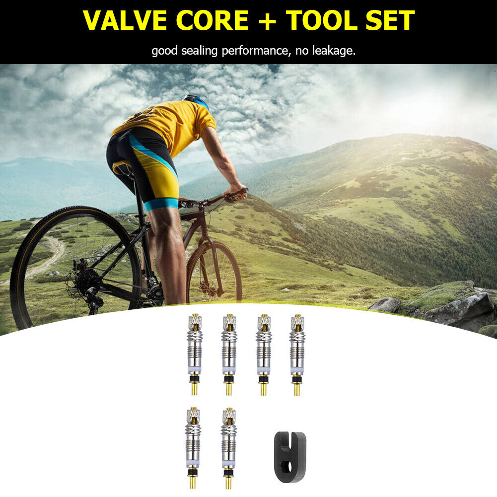 6pcs Brass Presta MTB Road Bike Bicycle Tire Valve Core + Removal Tool