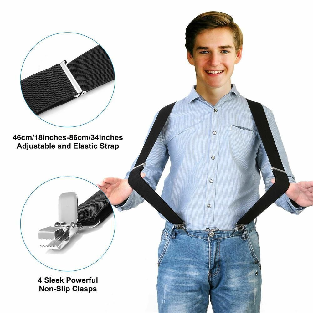 50mm Adjustable Strap Clip Elastic Braces Solid Color Mens Braces Suspenders