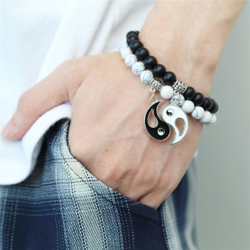 Anti-allergy Yin Yang Couple Necklace Bracelets Symbolizing Love & Friendship