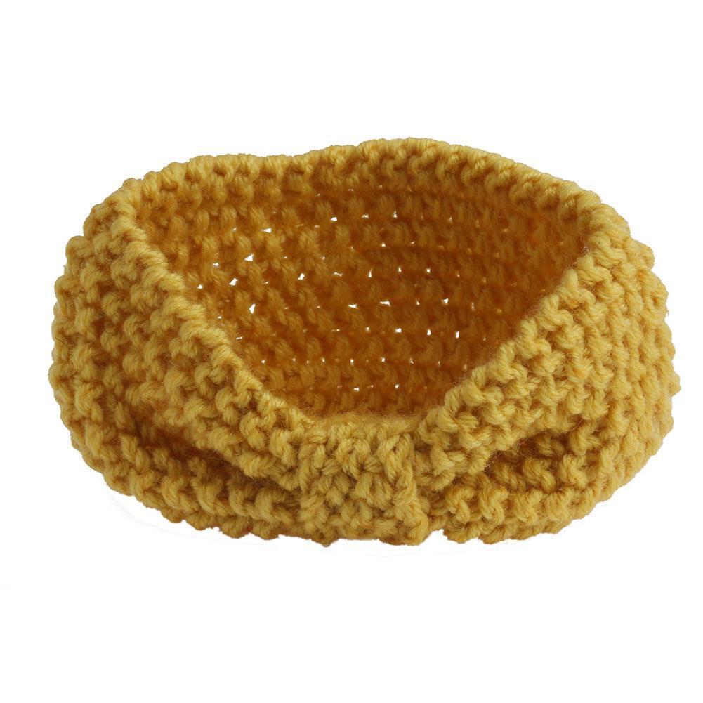 New Baby Knit Crochet Bow Headband Hair Accessories Child Headwear(Yellow)