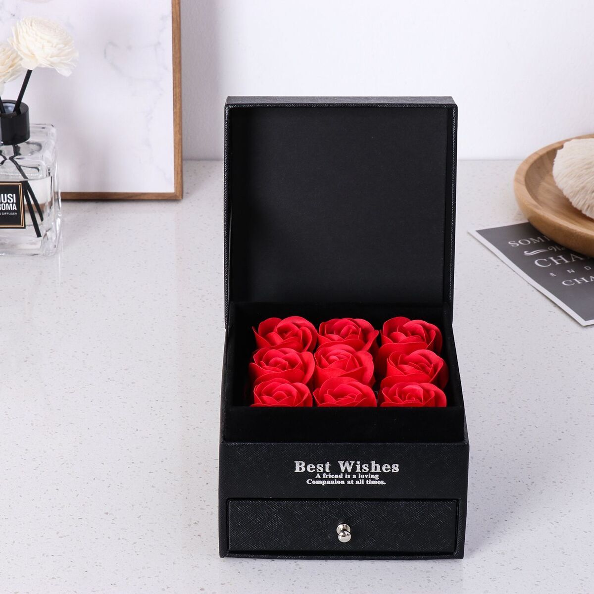 Gift Flower Gift Box Handmade with Projection Necklace Eternal Preserved Rose