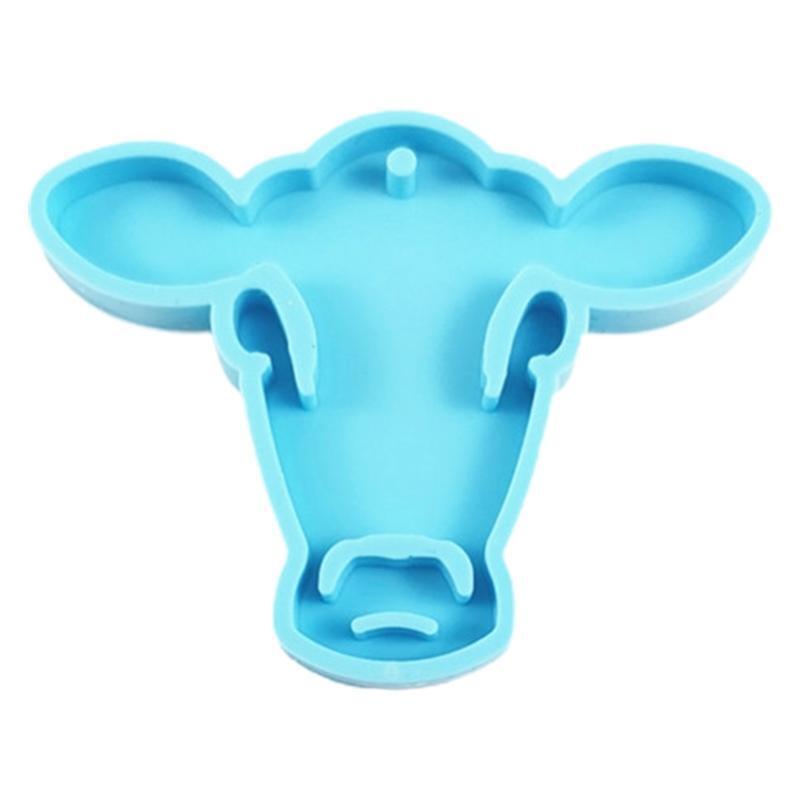 Shiny Cow Head Keychain Mold Handmade Glossy Animal Head Key Chain Decor Mold
