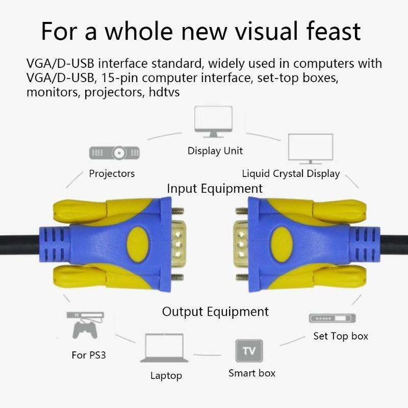 3+9 Male to Male 15 Pin Support 1080P SVGA Computer Monitor Cord Flat Adapter