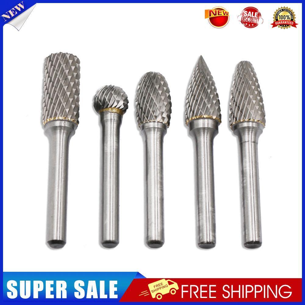 5pcs/set 6x12mm Tungsten Carbide Rotary File Burr Rasp Drill Wood Grinder