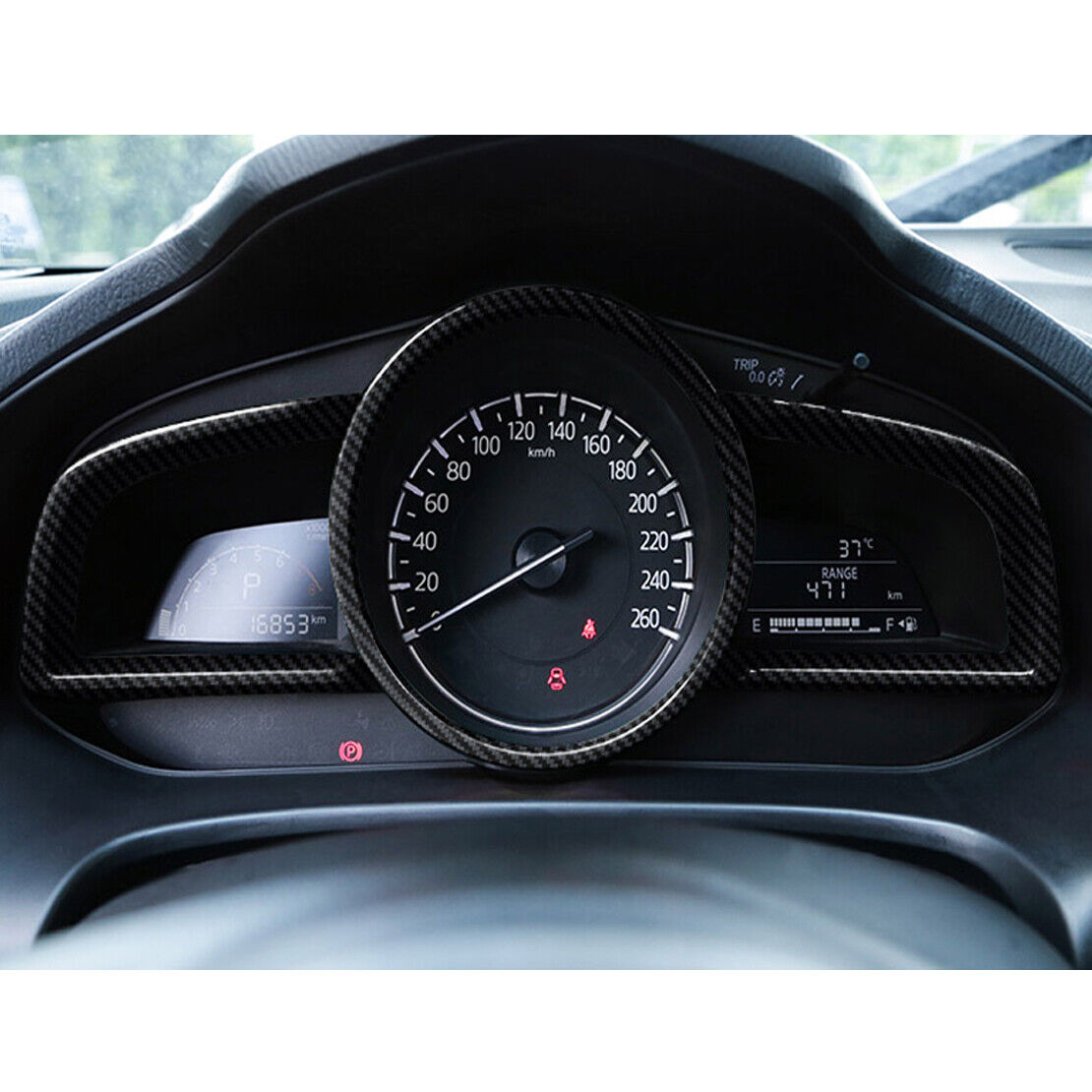 Carbon ABS Instrument Panel Box Dashboard Cover Fit For Mazda 3 Axela 14-18