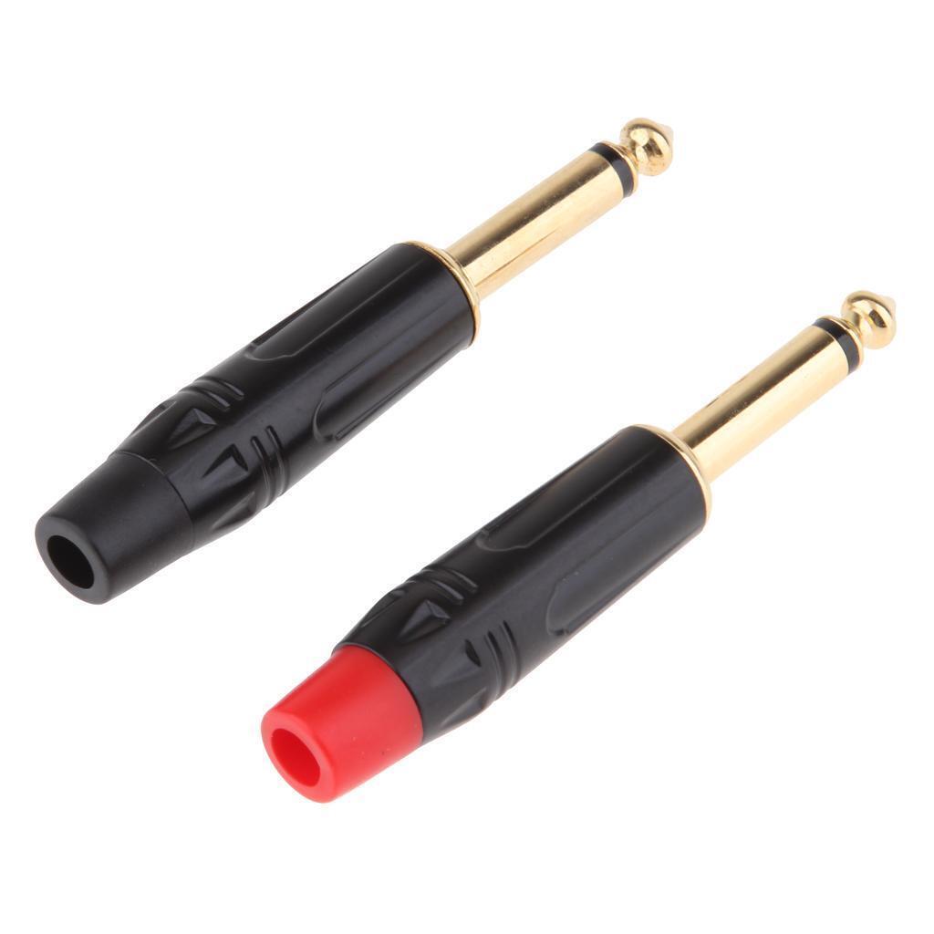 2x 6.5mm Mono Male Repair Microphone Audio Solder   Adapter