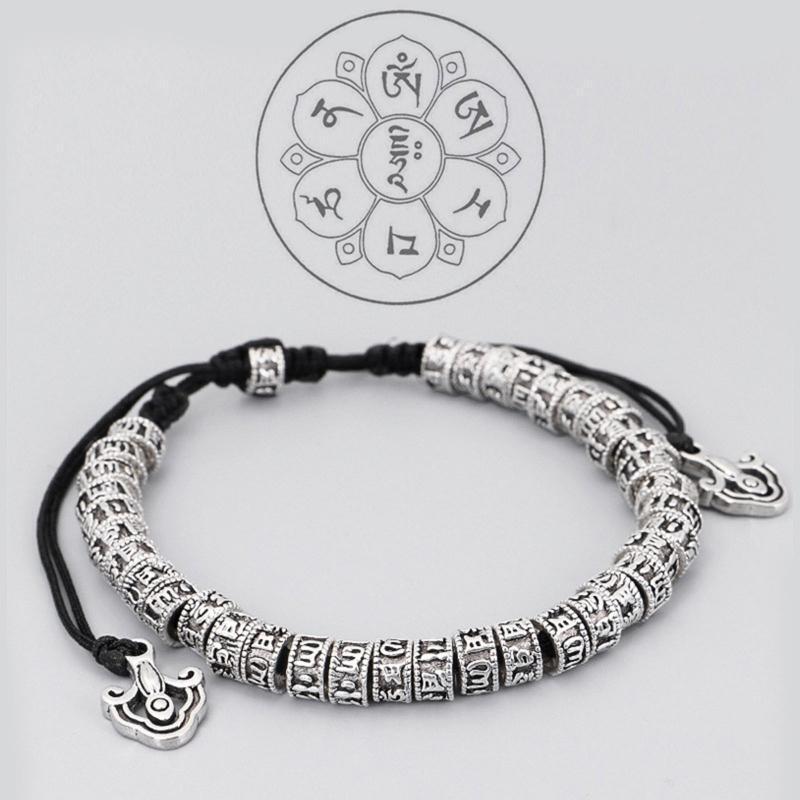Tibetan Buddhism Six Word Mantra Bracelet Handmade Rope Knot Amulet Bracelets