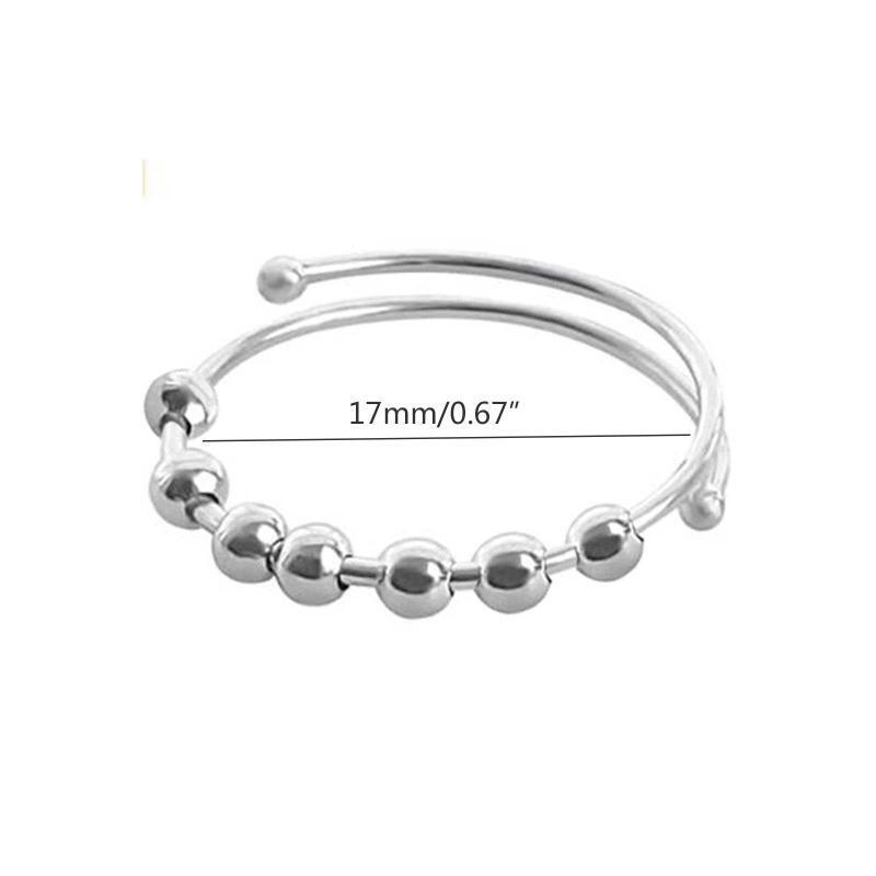 1 Pc Seven Beads Fidget Anxiety Rings for Ladies Girl Anxiety Stress Relief Ring