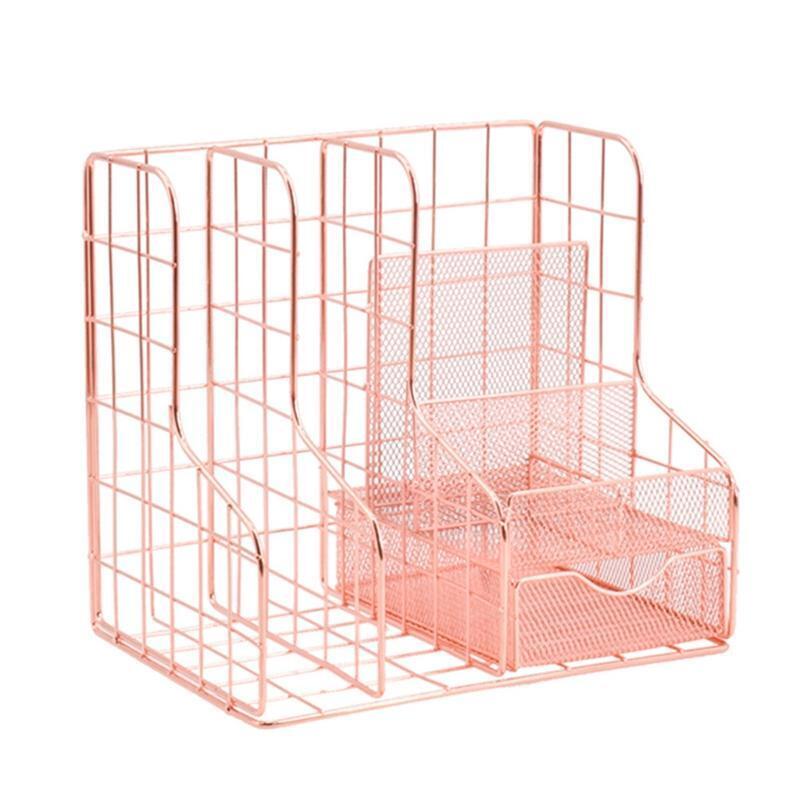 Hollow-out Metal File Organizer Holder Office Desk Organizer Magazine Holders