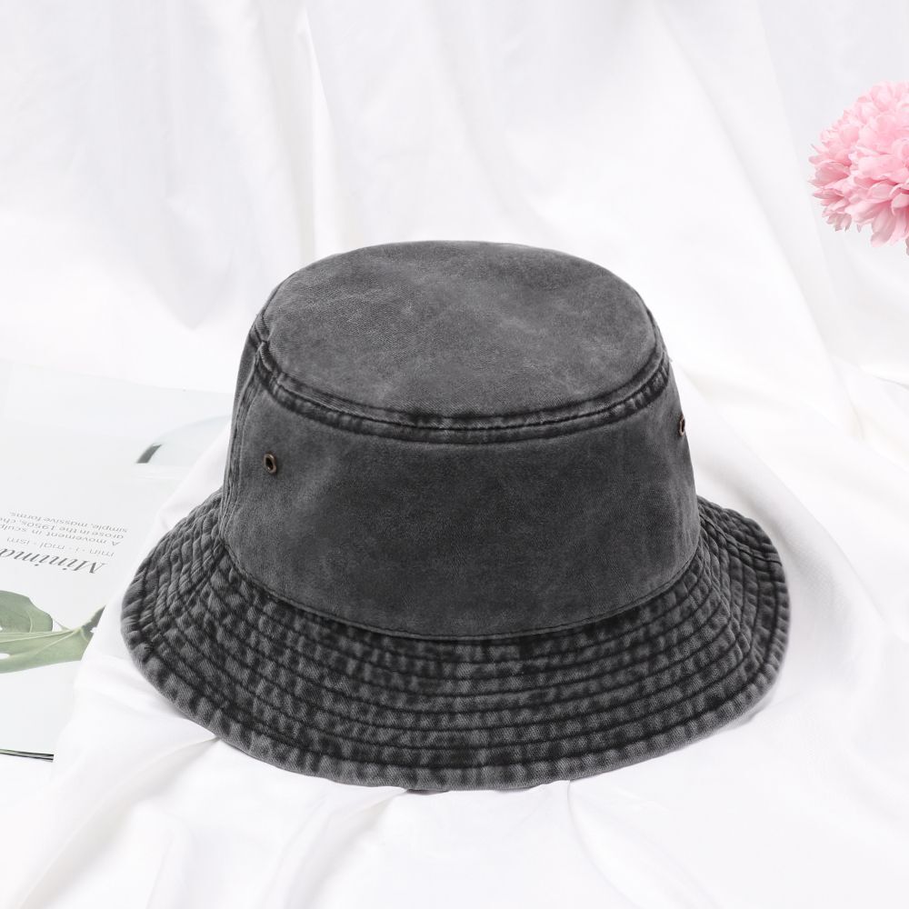 Sunscreen Women Men Foldable Fisherman Cap Denim Washed Bucket Hat Sun Hat
