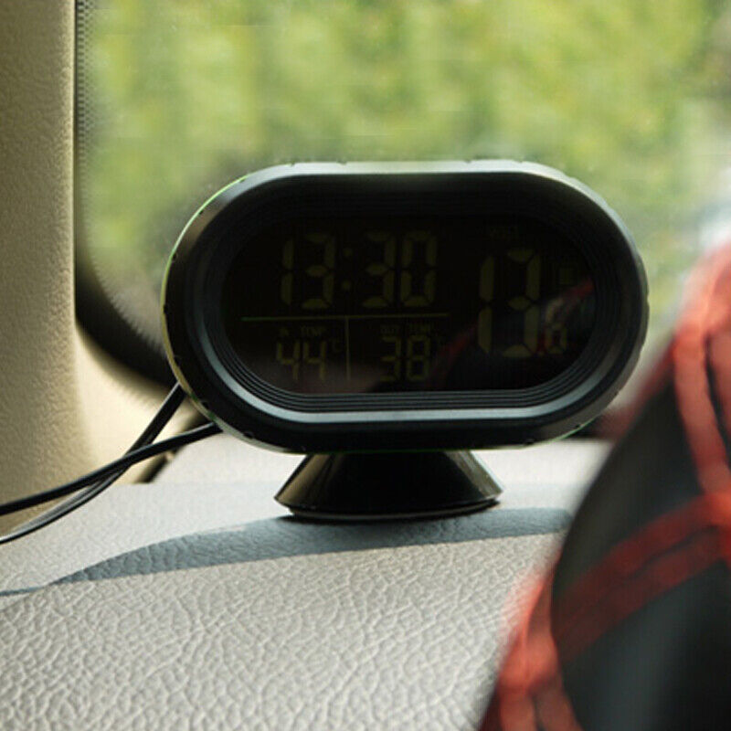 Car Voltage Digital Monitor Battery Alarm Clock LCD Temperature Thermeter