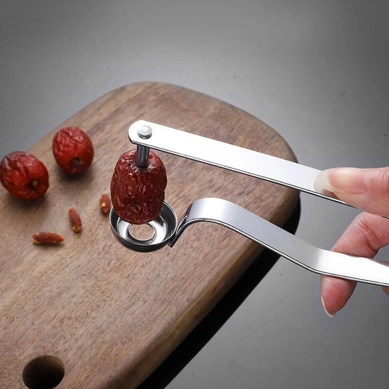 Stainless Steel Cherry Pitters Long Handle Fruit Corer Seed Remover Plum Sheller