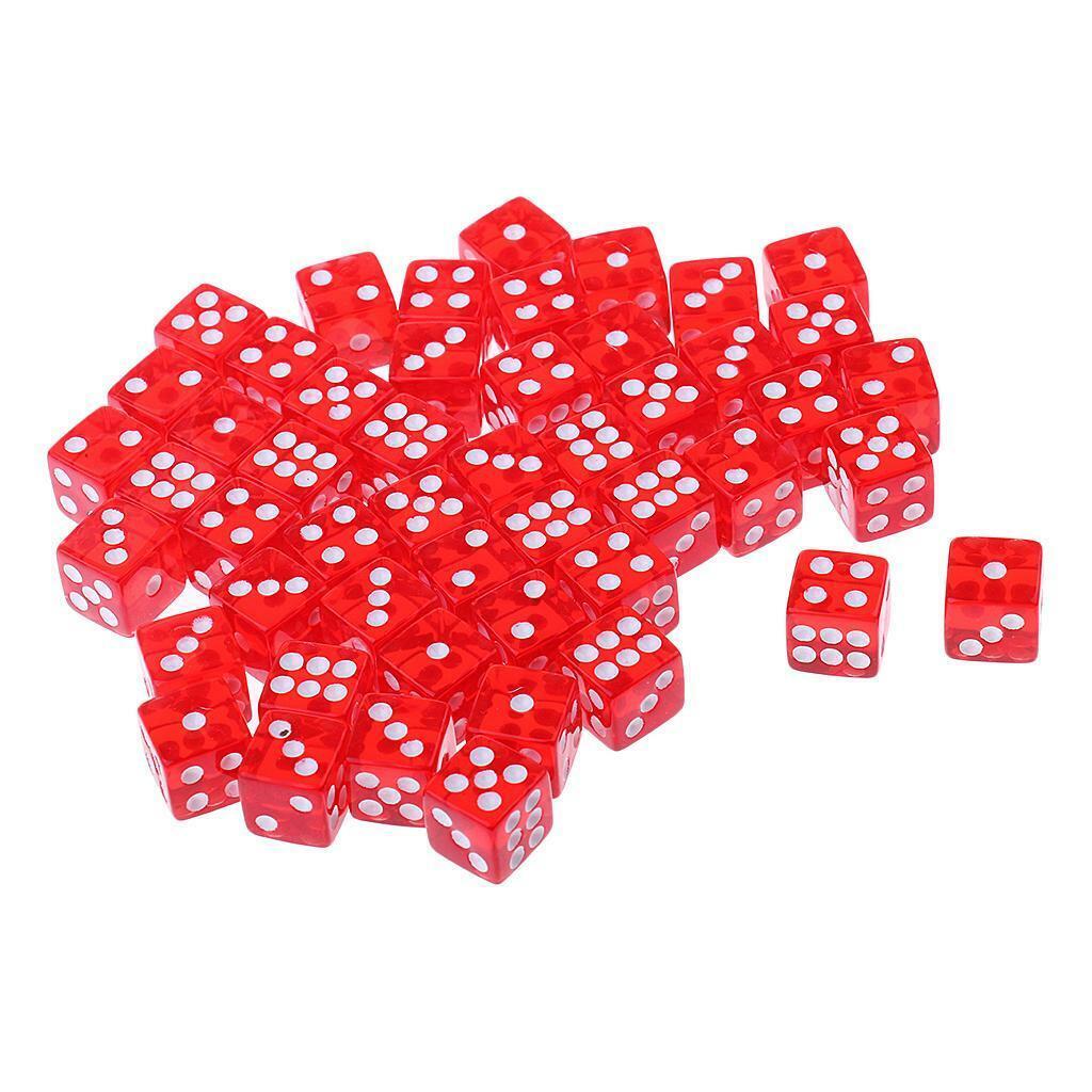 50 Pieces Acrylic 6 Side  D6 for RPG  D&D  Play Casino KTV Game