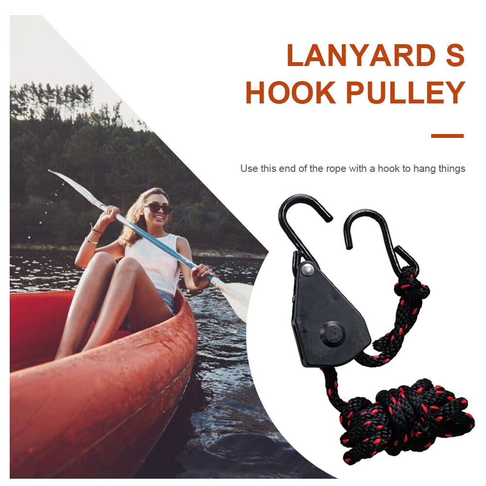 Adjustable Hanging Lanyard Tent Lamp Lifting Pulley Hook (3/8 inch Metal)