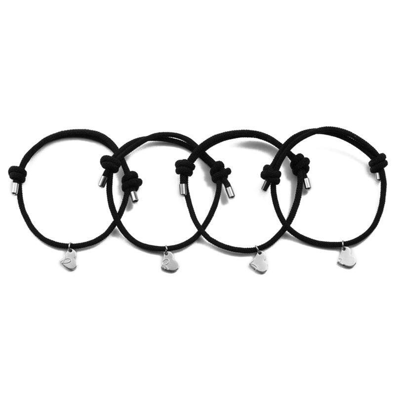 4Pcs Relationship Connecting Bracelet Couples Jewelry Heart Magnet Bracelet Gift