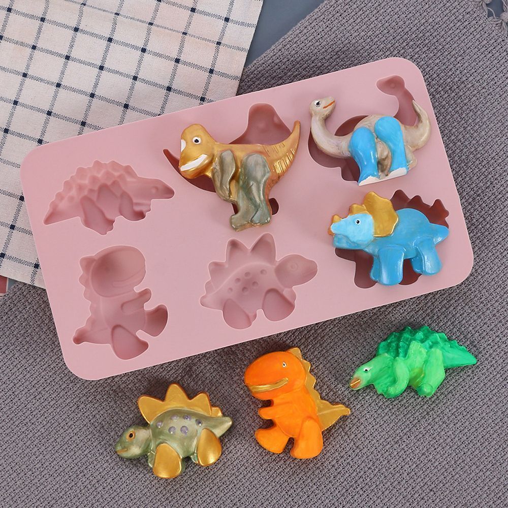 Jello Biscuit Soap Mould Cartoon Dino Tray 6 Dinosaur Cake Mold Chocolate Molds